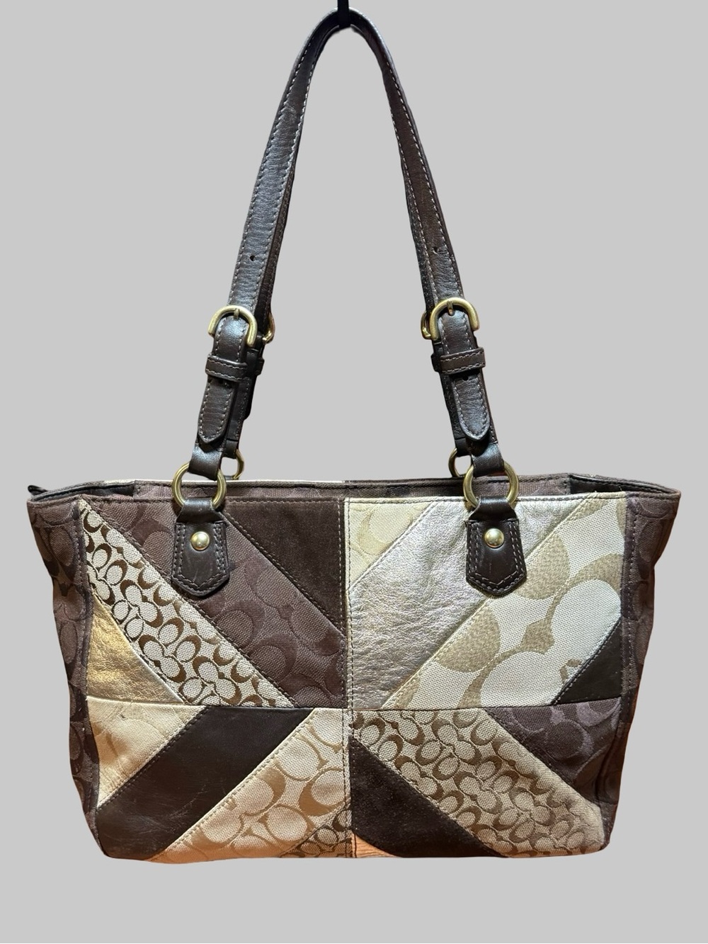 CoachY2K Chevron Patchwork Gallery Tote Handbag F17614 - Picture 4 of 8